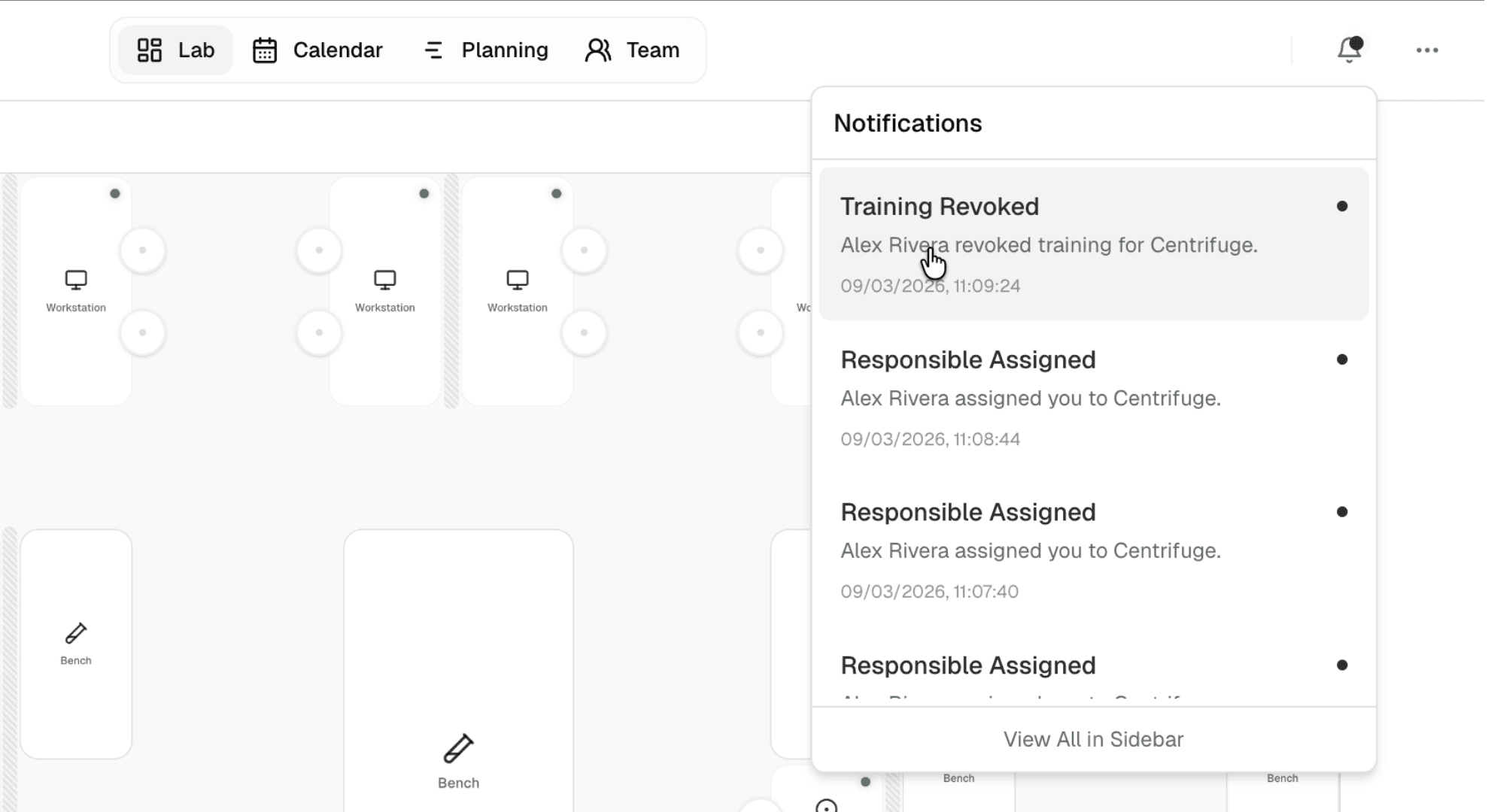 Notification flow in ReefBench