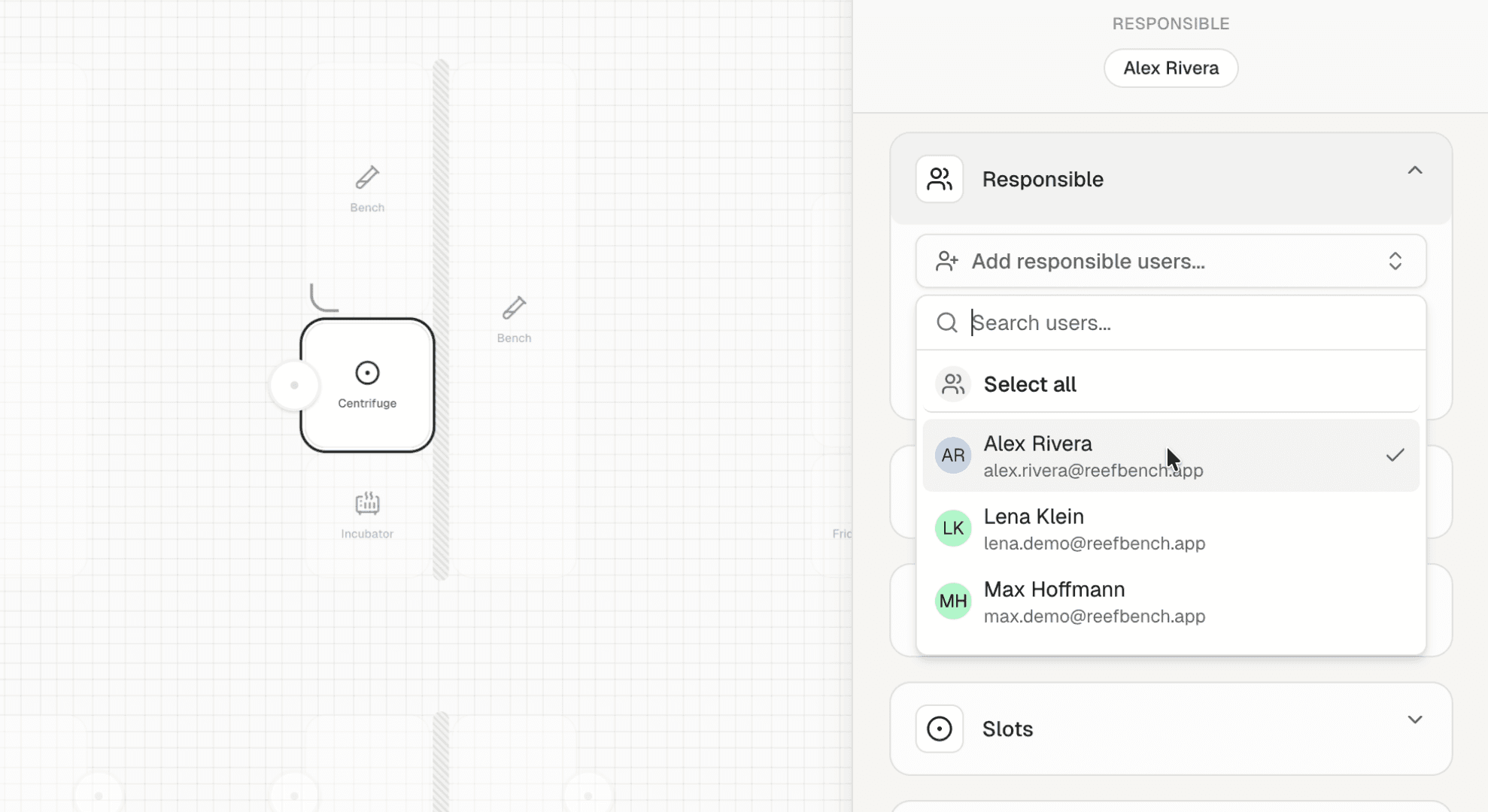 Responsible user assignment in ReefBench