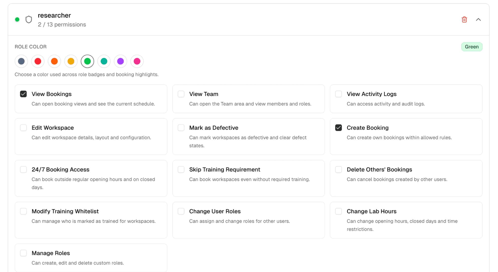 Role based access in ReefBench